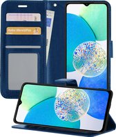 Hoesje Geschikt voor Samsung A14 Hoesje Book Case Hoes Wallet Cover - Hoes Geschikt voor Samsung Galaxy A14 Hoesje Bookcase Hoes - Donkerblauw