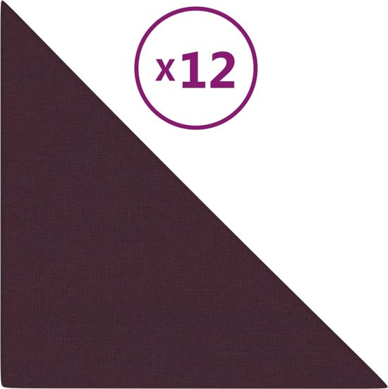 vidaXL - Wandpanelen - 12 - st - 0,54 - m² - 30x30 - cm - stof - paars