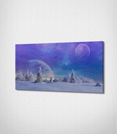 Snow Land Canvas- 100 x 60 cm - Landschap - Schilderij - Canvas - Slaapkamer - Wanddecoratie  - Slaapkamer - Foto op canvas