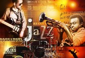 Fotobehang Jazz Retro Music Blues | XXL - 312cm x 219cm | 130g/m2 Vlies
