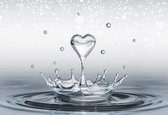 Fotobehang Water Drops Heart | XXL - 312cm x 219cm | 130g/m2 Vlies