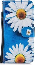 Hemels blauw met chrysantenSamsun Galaxy S8 PLUS portemonnee hoes