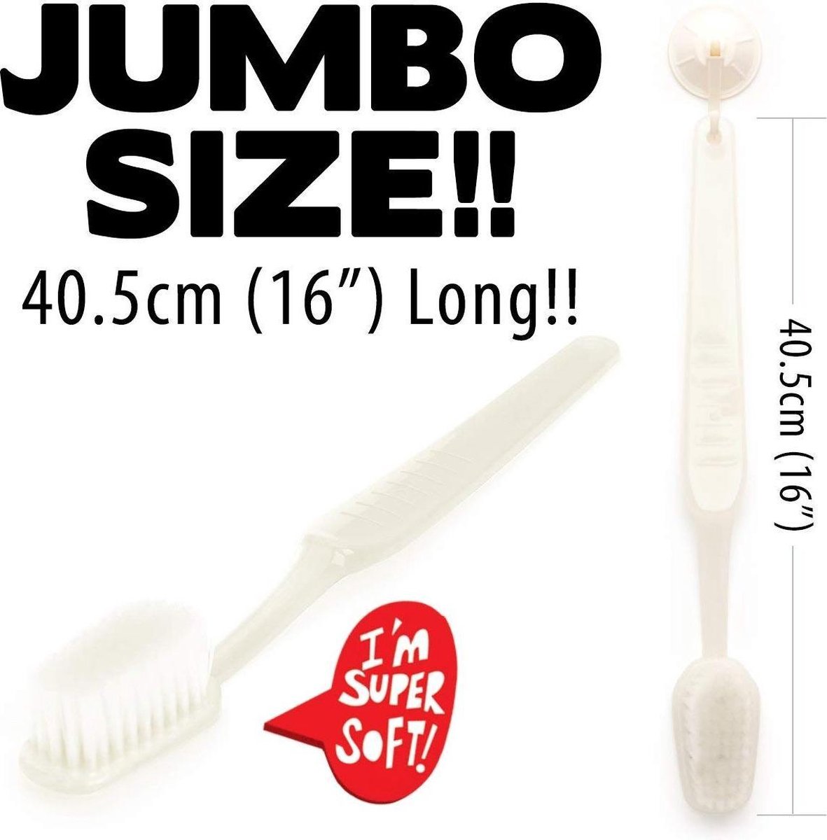 Kudde stopverf paraplu Jumbo tandenborstel met groot formaat - wit - 40cm - mega | bol.com