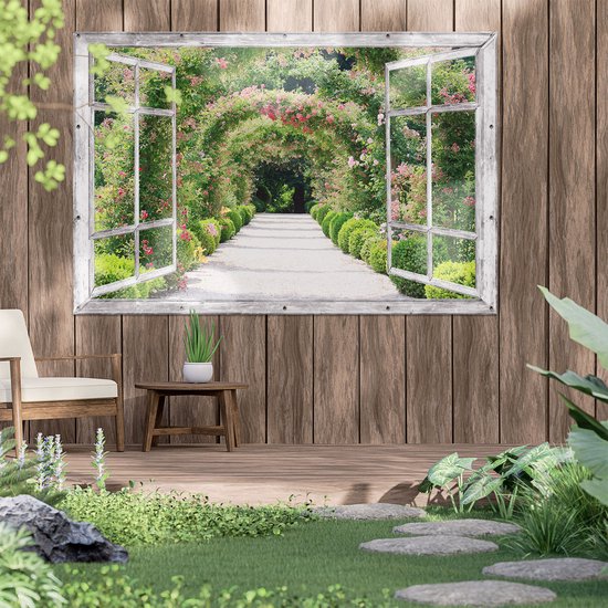 Gards Affiche de jardin Arcs pour roses Tunnel - 180x120 cm - Toile de jardin - Décoration de jardin - Décoration murale extérieur - Tableau de jardin