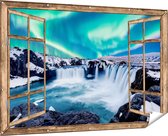 Gards Affiche de jardin Cascades transparentes avec les aurores Chutes d'eau vertes - 180x120 cm - Toile de jardin - Décoration de jardin - Décoration murale extérieure - Tableau de jardin