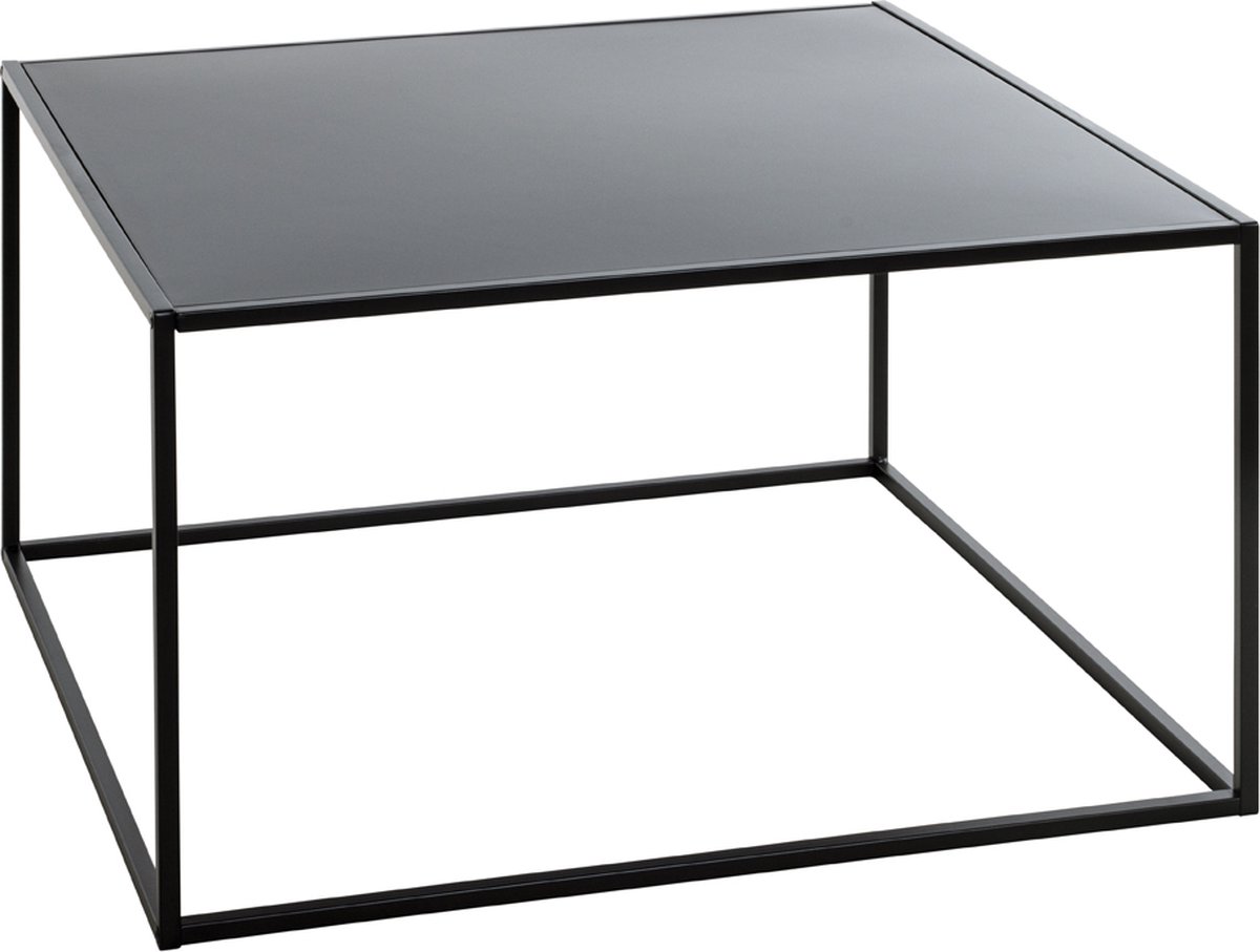 HakuShop Salontafel | Zwart Metaal | Zijdeglans vervaardigd | Elegant tafel | 70x70x40