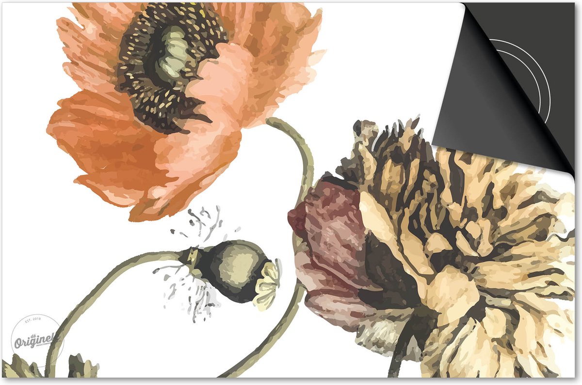 Inductie beschermer 60x52 - afdekplaat inductie mat - Dietrix Kookplaat beschermer - Base - Botanical - Bloemen divers