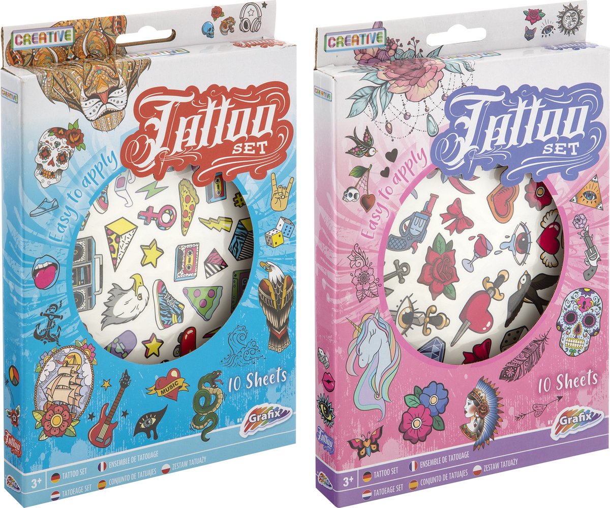 Tattoos Kinderen 2pcs Voor Jongens & Meisjes - make up kinderen set meisjes - make-up & tatoeages - 10 vellen per set - Joya Creative