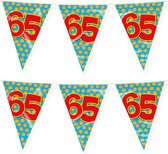 Paperdreams verjaardag 65 jaar thema vlaggetjes - 2x - feestversiering - 10m - folie - dubbelzijdig