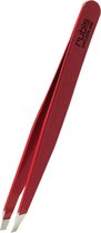 Rubis epileer pincet voor wenkbrauwen - schuin - professioneel pincet uit RVS met schuine punt - rood