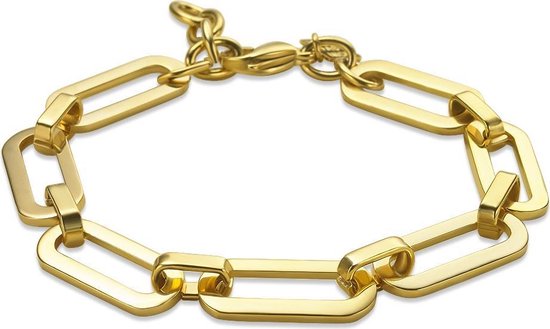 Twice As Nice Armband in goudkleurig edelstaal met ovale schakels 19 cm