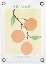 Villa Madelief Tuinposter citrus orange - Voor buiten - Tuinschilderij quote - PVC - 100 x 70 cm - Schuttingposter - Tuindoek - Buitenposter voor in de tuin - Waterafstotend