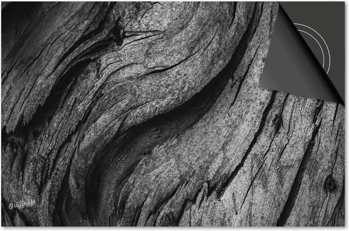 Inductie beschermer 76x51,5 - afdekplaat inductie mat - Dietrix Kookplaat beschermer - Base - Hout en Boom - Boomstronk Zwart wit