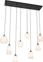 QAZQA hanne - Art Deco Hanglamp eettafel voor boven de eettafel | in eetkamer - 8 lichts - L 130 cm - Wit - Woonkamer | Slaapkamer | Keuken