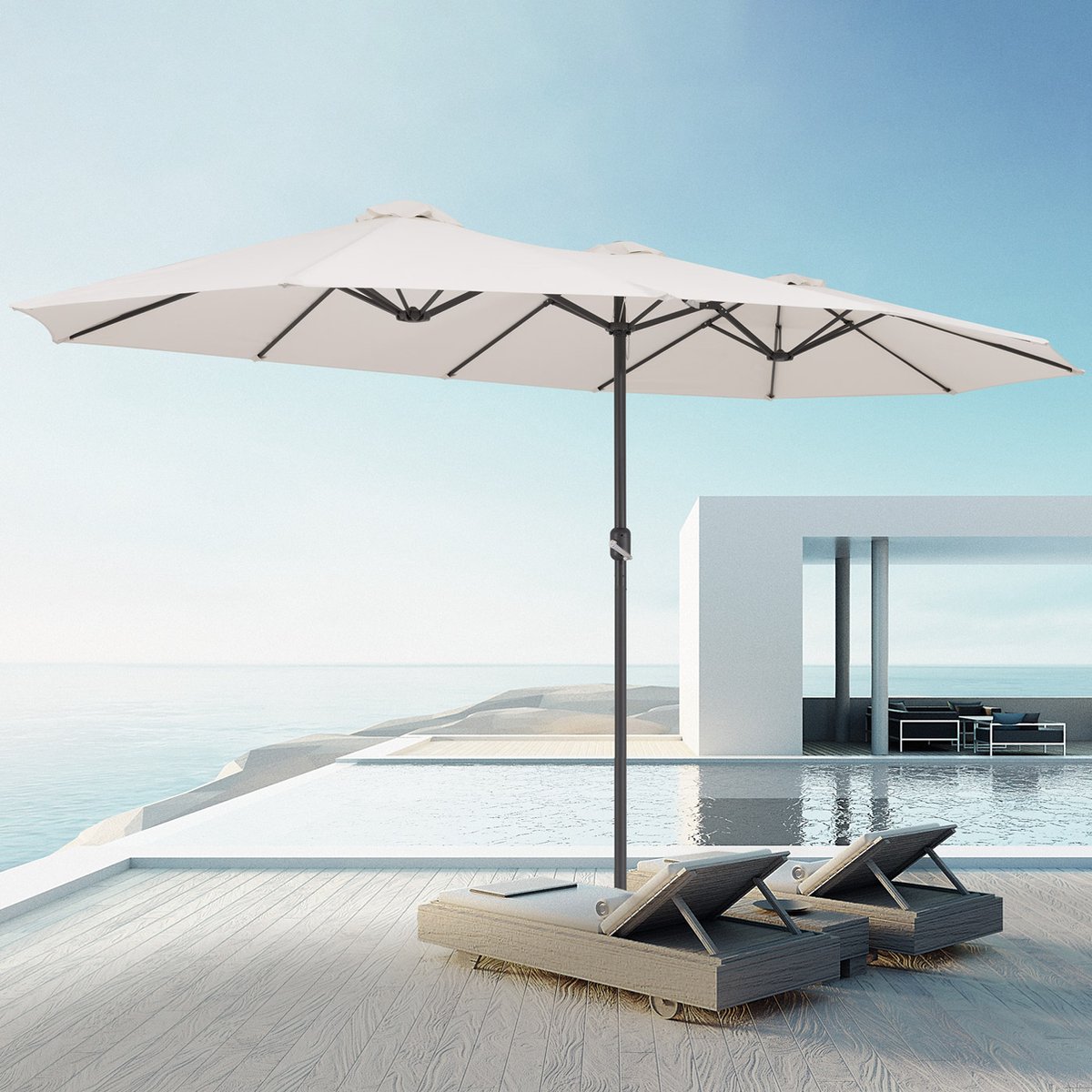 Angel Living Sombrilla Parasol Doble para Jardín, Parasol de