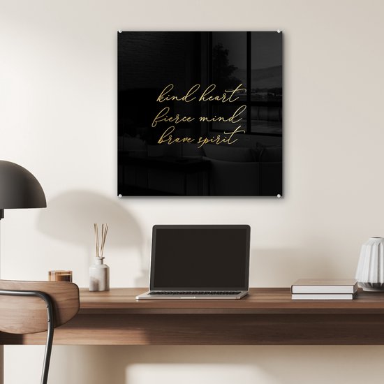 MuchoWow® Peinture sur verre - Citations - Dictons - Or - Zwart - 50x50 cm - Peintures sur verre acrylique - Photo sur Glas