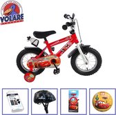 Volare Kinderfiets Disney Cars - 12 inch - Doortrapper - Met bidonhouder - Inclusief fietshelm + accessoires