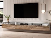 Mobistoxx Tv-meubel BABEL II 3 deuren 3 vakken wit/walnoot hout - hangkanst - zwevend tvmeubel