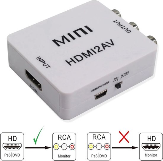 HDMI Naar Tulp AV Converter - HDMI Naar RCA Composiet Audio Video Kabel Adapter - Merkloos