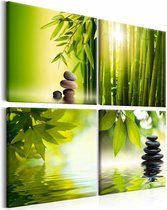 Schilderij - 4 keer Zen, Groen, 4luik , premium print op canvas