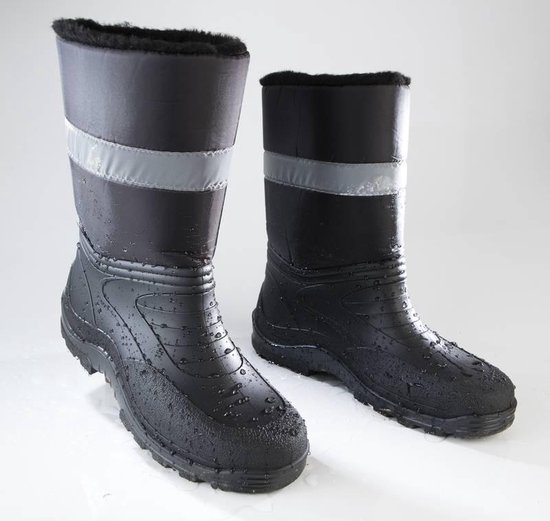 Dijk erwt schuintrekken Winterlaarzen zwart met warme voering en reflecterende streep maat 43 |  bol.com