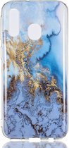 Samsung Galaxy A40 TPU Back Cover met Marmer Print Blauw