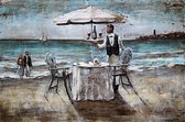 3D Metaal Schilderij - Dinner Op Het Strand