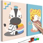 Doe-het-zelf op canvas schilderen - Zebra en Luipaard 33x23 ,  Europese kwaliteit, cadeau idee