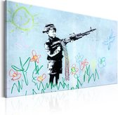 Schilderij - Jongen met geweer , Banksy