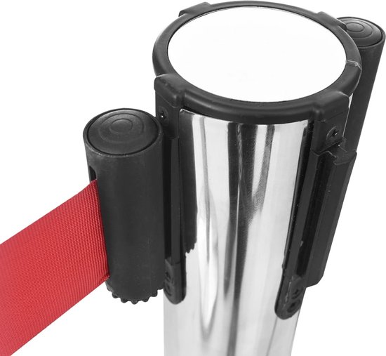 vidaXL Poteaux de clôture 4 pcs avec bandes Acier inoxydable Argent - Poteaux de barrière - Poteaux de clôture - Poteaux de barrière avec bande - Poteaux de clôture avec bande