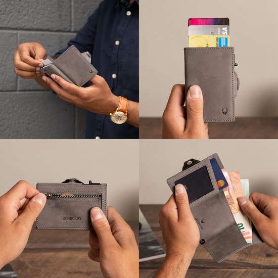 WIIUKA Portemonnee Heren - Slank Leer Met RFID-Bescherming, Vintage Bruin