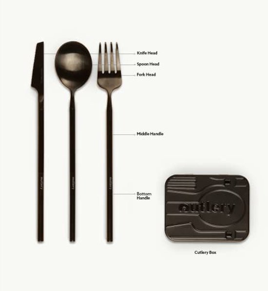ABOHU Campingbestek met etui, 3 stuks roestvrij stalen reisbestekset, met lepel, mes en vork, campingbestek voor onderweg, reizen, werk, school, vaatwasmachinebestendig