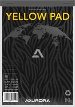AURORA Yellow Pad Schrijfblok, A5, Gelinieerd, Grijs / Geel (blok 80 vel)