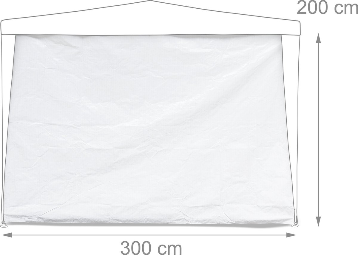 Relaxdays zijwanden partytent, set van 3, tuintent zeilen, waterdicht, 2x3 m, klittenband, PE, zonder raam, blauw