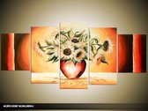 Peinture Acrylique Tournesol | Orange, rouge, jaune | 150x70cm 5Liège peint à la main