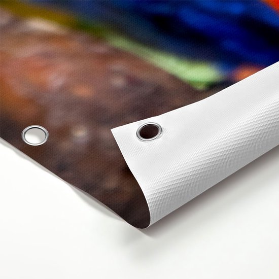 Gards Poster de jardin Quatre Vogels Lori arc-en-ciel sur une branche - 100x80 cm - Toile de jardin - Décoration de jardin - Décoration murale extérieure - Peinture de jardin