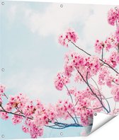 Gards Tuinposter Roze Bloesemboom - Bloemen - 90x90 cm - Tuindoek - Tuindecoratie - Wanddecoratie buiten - Tuinschilderij