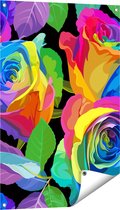Gards Tuinposter Kleurrijke Rozen - Bloemen - Abstract - 60x90 cm - Tuindoek - Tuindecoratie - Wanddecoratie buiten - Tuinschilderij