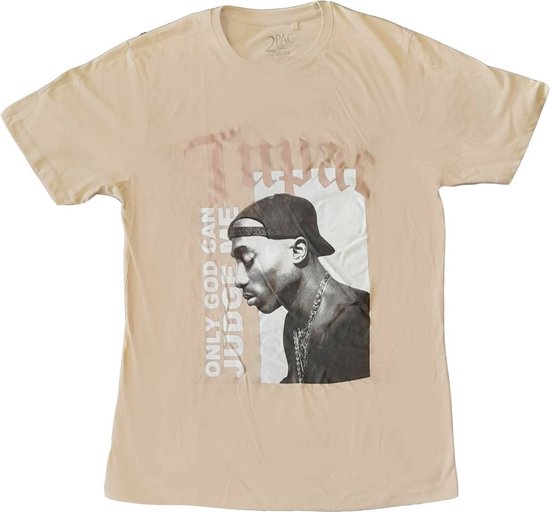 Tupac - Only God Heren T-shirt - S - Beige