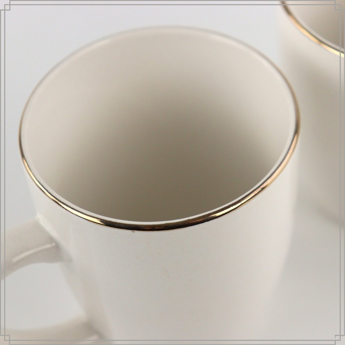 OTIX Koffiekopjes met oor - Mokken Set - Koffietassen - Wit - met Goud - 200ml - Vaatwasser bestendig - Porselein - 6 stuks - CROCUS — afbeelding 3