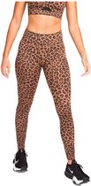 NIKE Dri Fit One Mid-Rise Printed Legging Dames - Archaeo Brown / White - XS