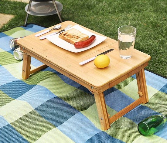 Decopatent Bamboe Laptoptafel – Verstelbaar, Kantelbaar En Opvouwbaar, Perfect Op Bed Of Bank
