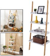 Ladderrek bamboe hout - Houten decoratie ladder - Open ladderkast - Ladder rek - Plantentrap - Boekenkast - Traprek