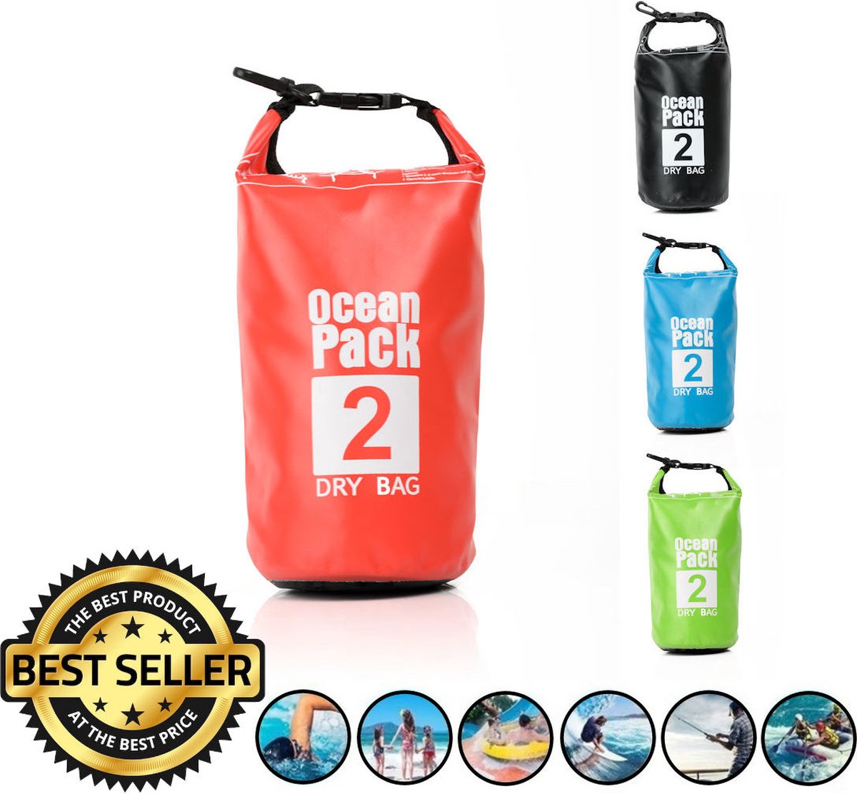 Decopatent® Waterdichte Tas - Dry bag - 2L - Ocean Pack - Dry Sack - Survival Outdoor Rugzak - Drybags - Boottas - Zeiltas - Rood