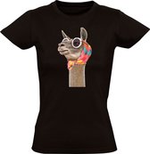 Lama met hoofdoek en bril Dames T-shirt - dieren - zomer - mode - zomer - warm - heet - grappig