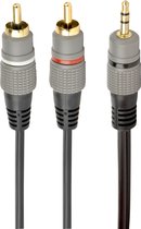 3.5 mm stereo plug to 2*RCA plugs 10m cable, gold-plated connectors