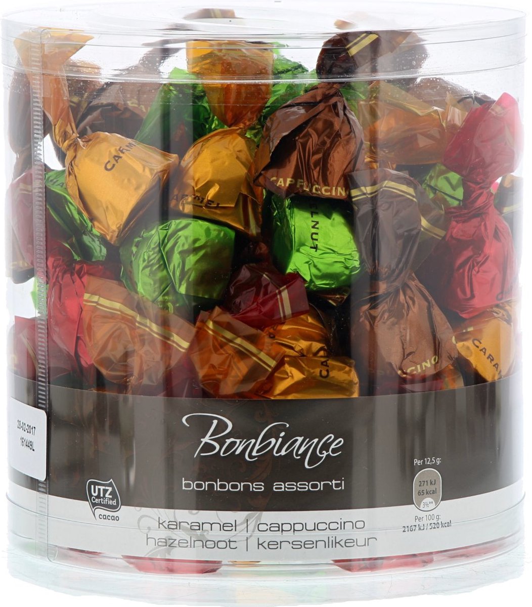 Bonbiance - Bonbons Assorti Mix - Silo 1 Kilo - Karamel - Cappuccino - Hazelnoot - Kersenlikeur - Uitdeel - Voor Bij De Koffie - Verjaardag - Lekkers - Chocolade - Luxe
