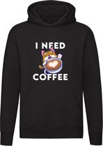 I Need Coffee Hoodie | Koffie | Capuchino | Espresso | Kat | Unisex | Trui | Sweater | Capuchon