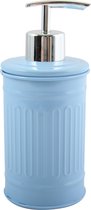MSV Zeeppompje/dispenser - Industrial - metaal - pastel blauw/zilver - 7.5 x 17 cm - 250 ml