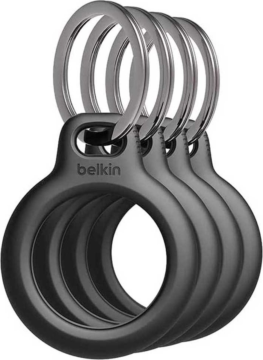 Waarnemen Haarvaten verfrommeld Belkin Beschermende houder met sleutelhanger - geschikt voor Apple AirTag -  Zwart - 4 pack | bol.com